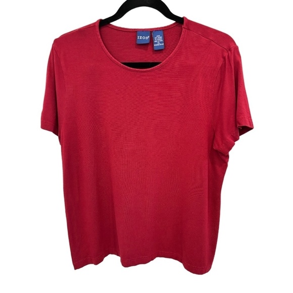 Izod Red Crew Neck Short Sleeve Women's Top T-Shirt Size XL - Picture 1 of 4